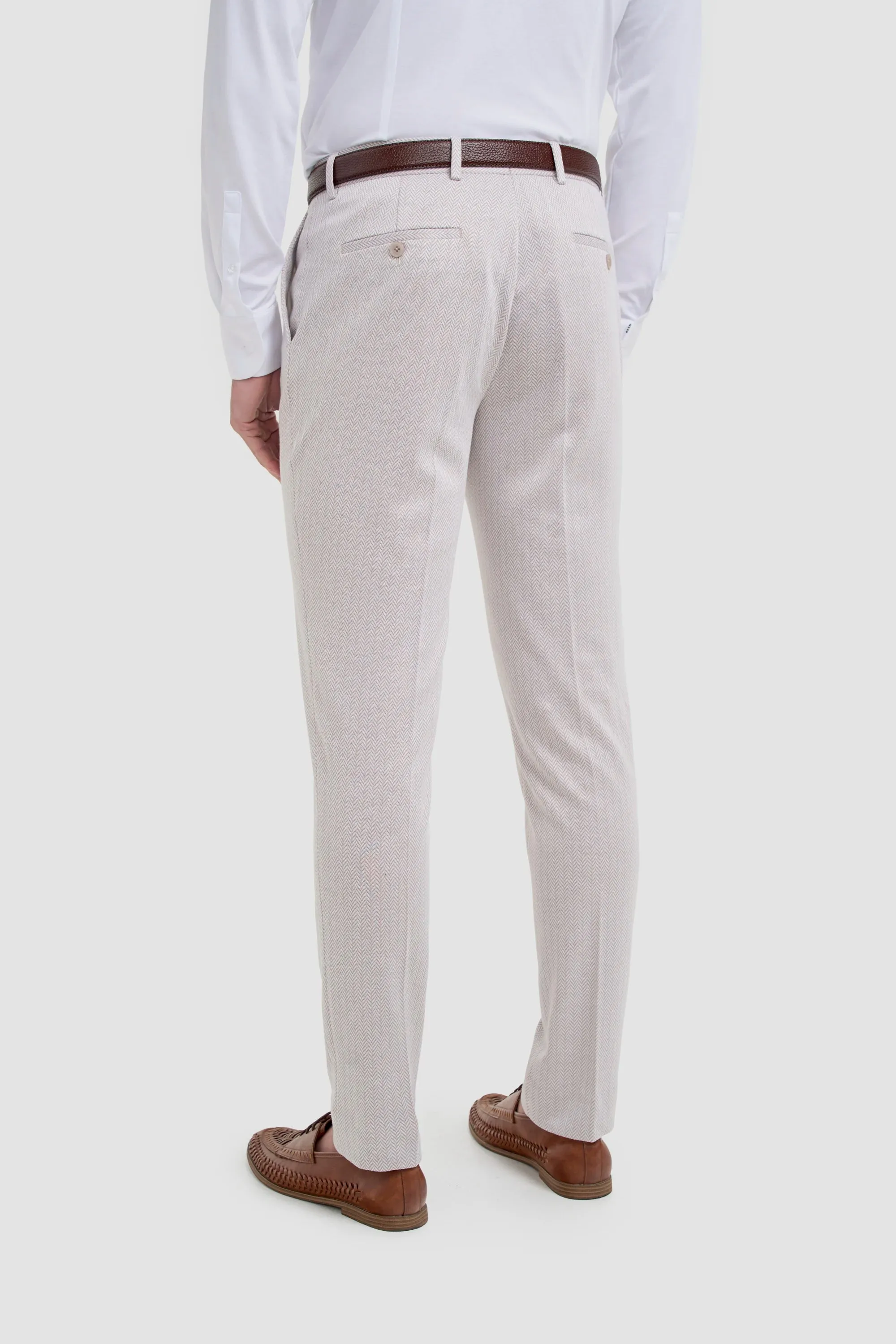 Vasco - Men's Beige Herringbone Trousers sold by Tru Clothing product image thumbnail 2