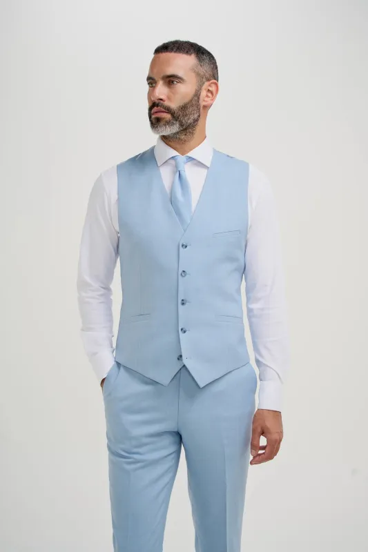Malibu - Men's Sky Blue Waistcoat made by House of Cavani