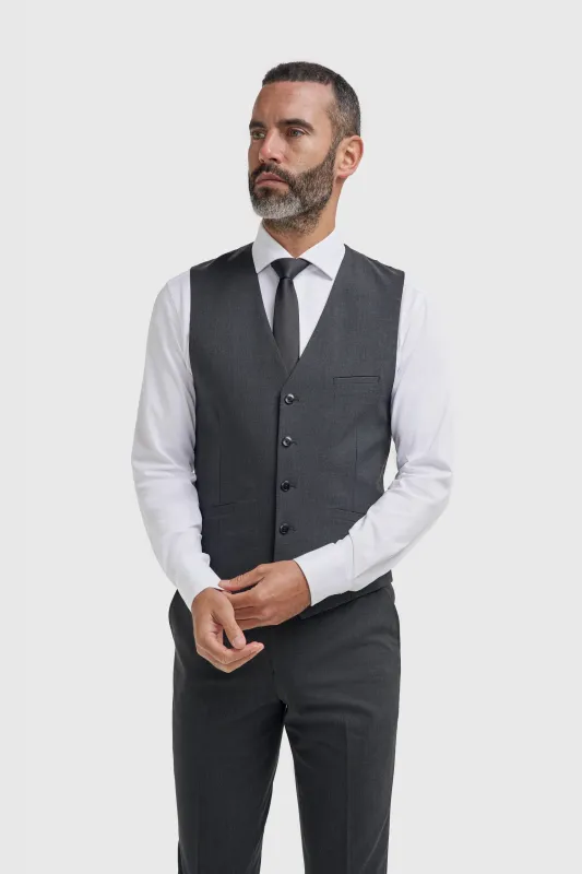 Malibu - Men's Charcoal Textured Waistcoat made by House of Cavani
