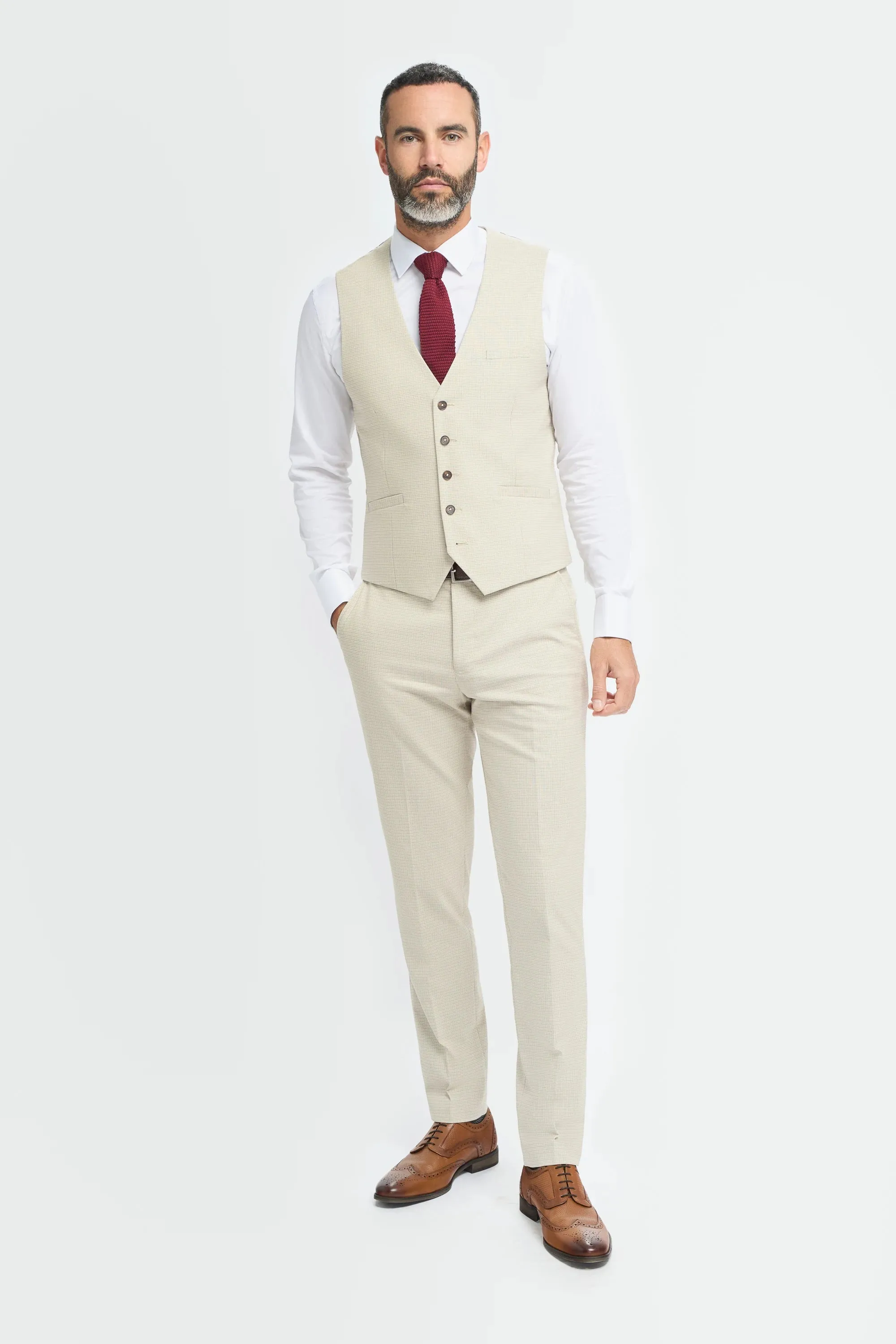 Hampton - Men's Beige Waistcoat sold by Tru Clothing product image thumbnail 4