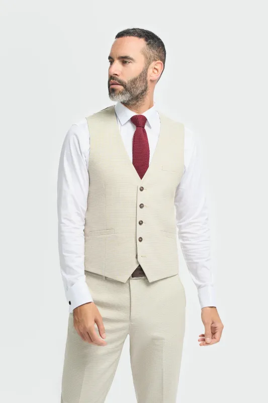 Hampton - Men's Beige Waistcoat made by House of Cavani