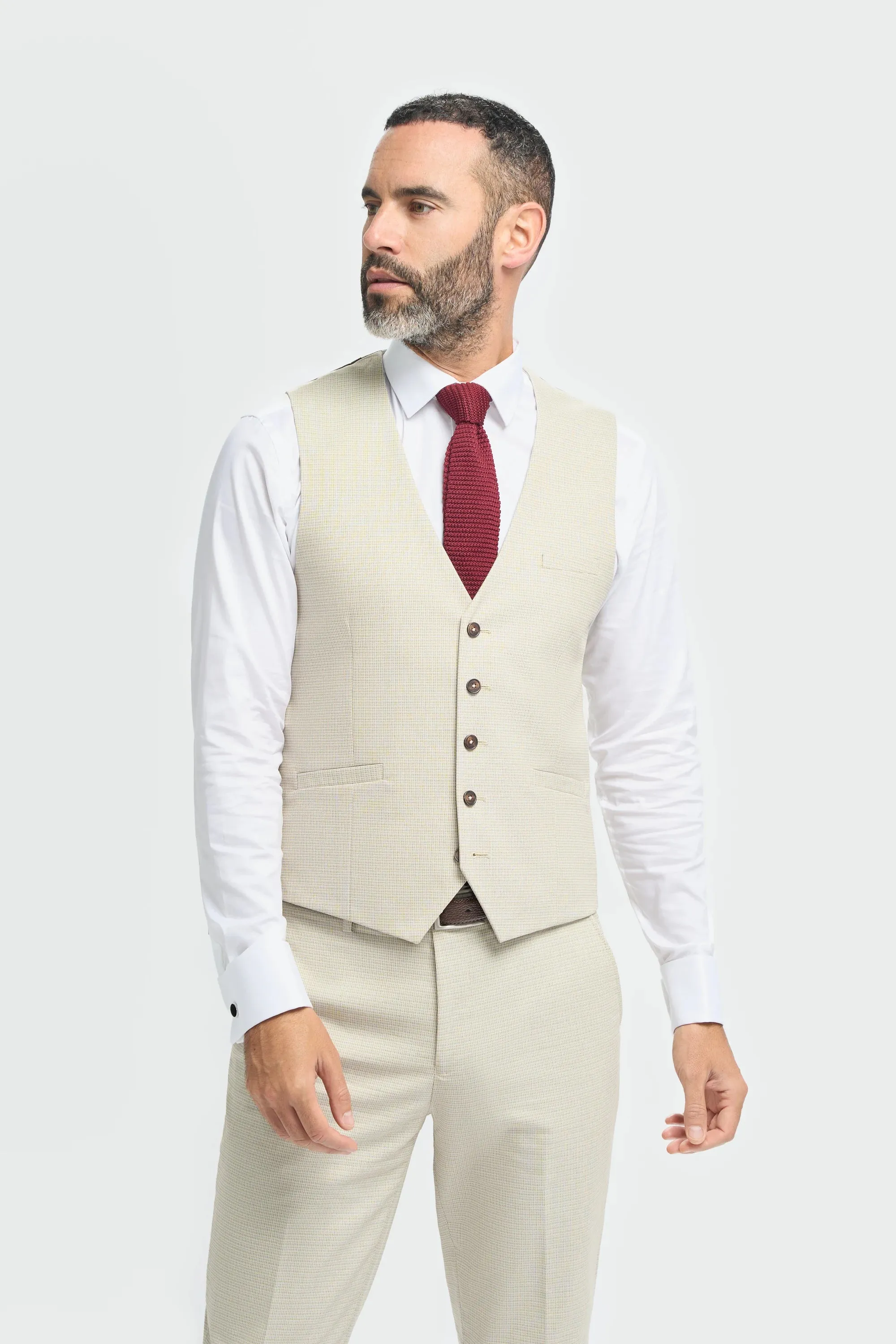 Hampton - Men's Beige Waistcoat sold by Tru Clothing