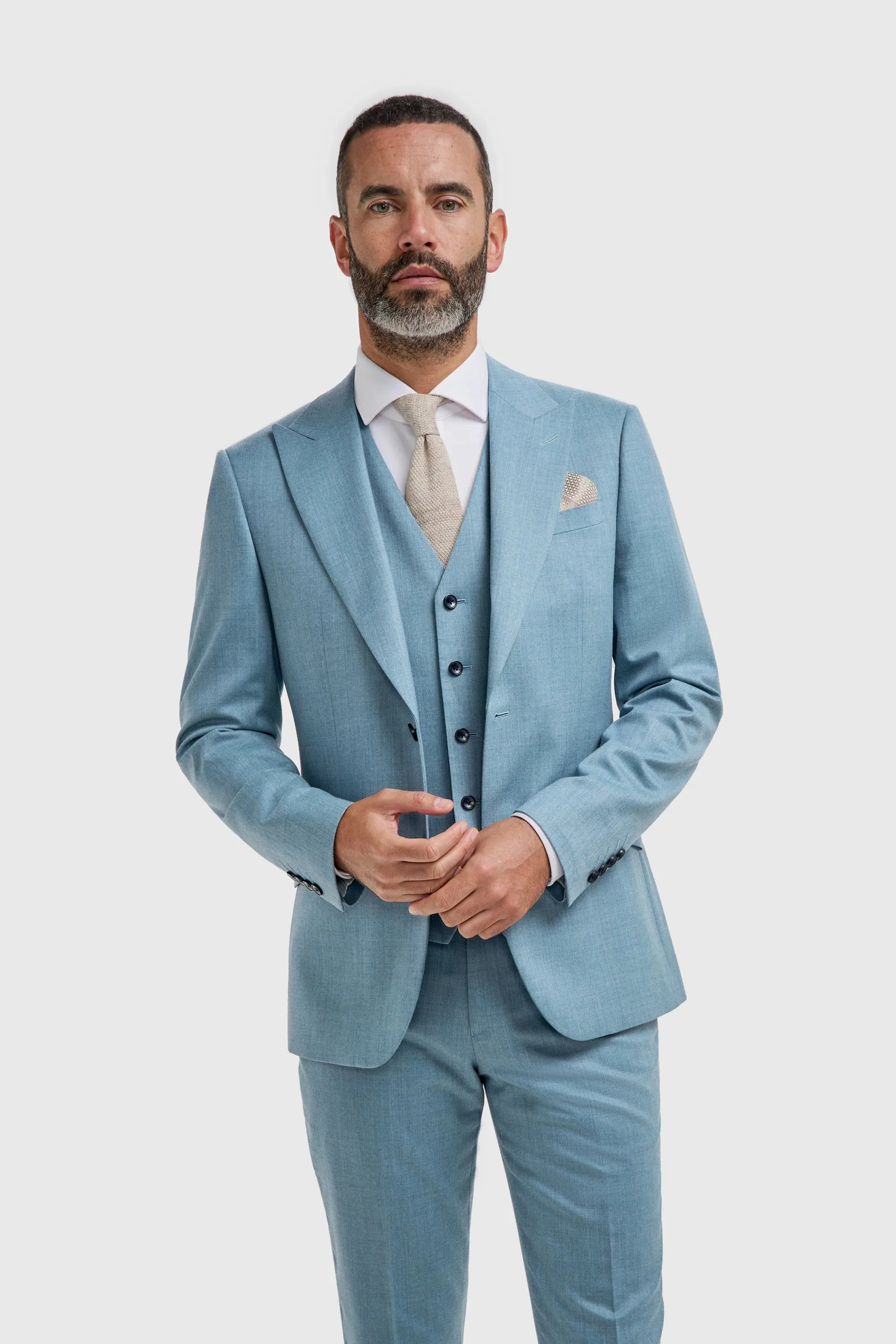 James - Men's Light Blue Textured Blazer sold by Tru Clothing