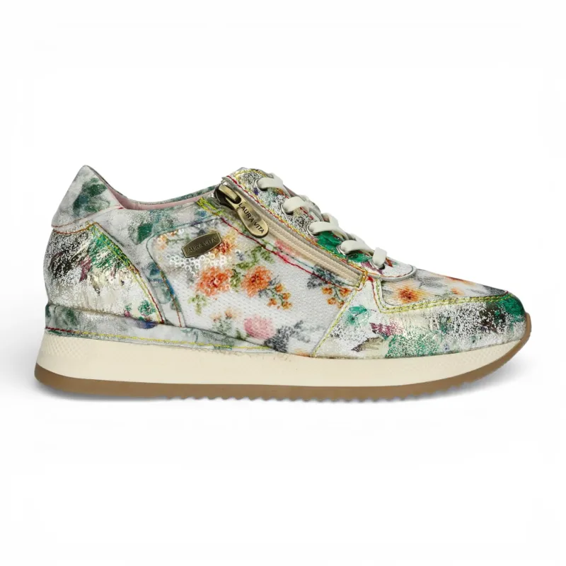 Gycmo 58 - Women's Green Floral Leather Sneakers made by Tru Clothing