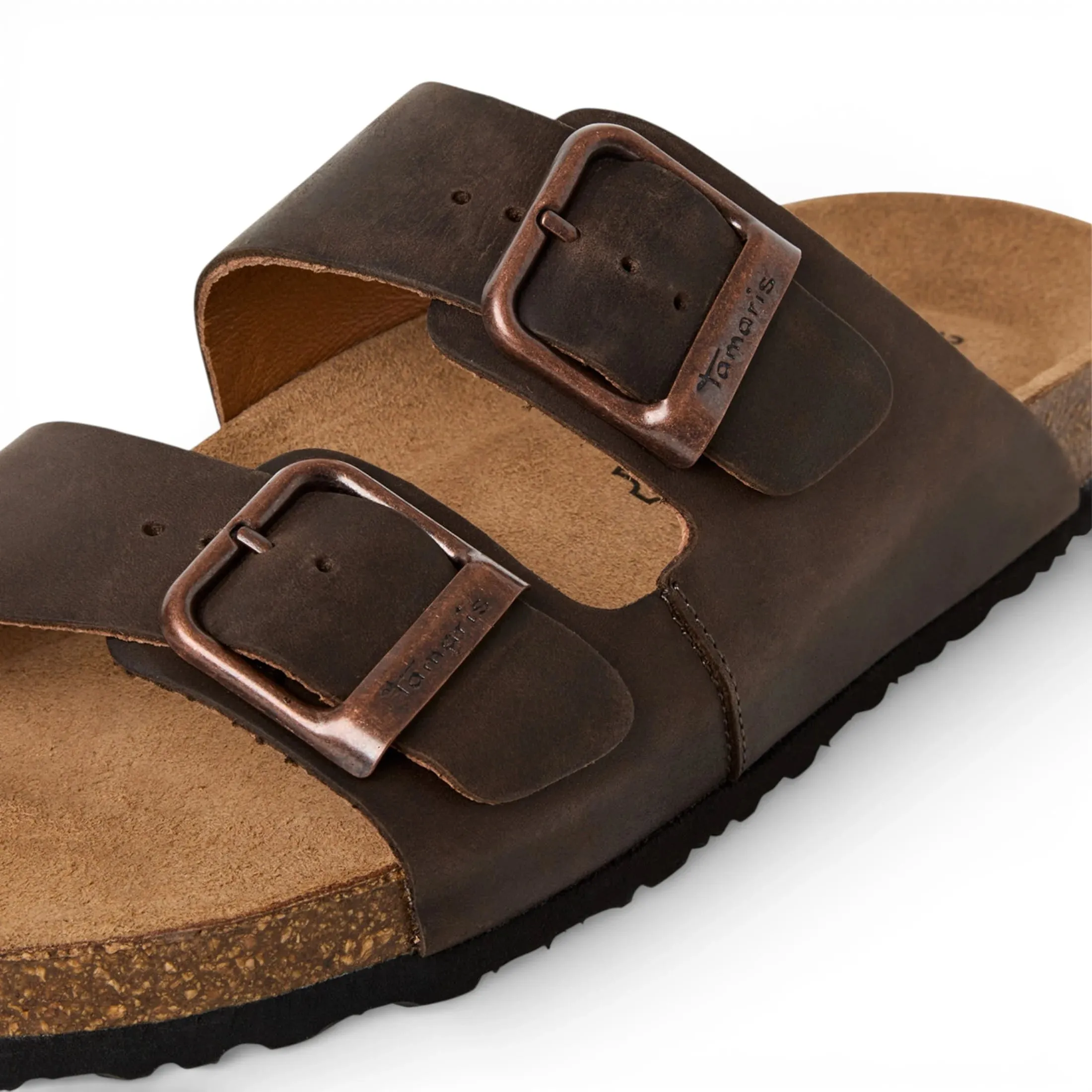 Men's Brown Leather Slip-On Footbed Slipper Sandals sold by Tru Clothing product image thumbnail 5