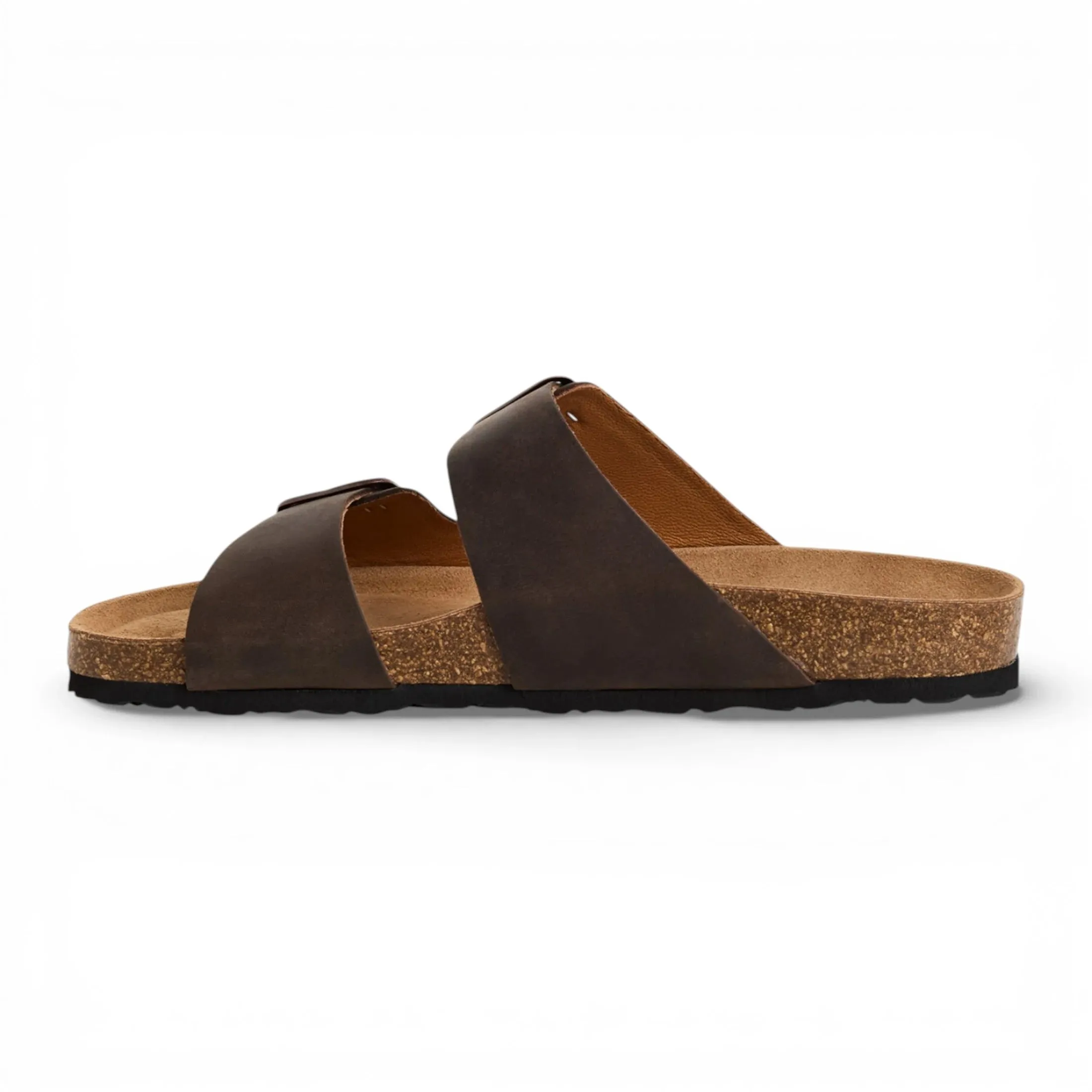 Men's Brown Leather Slip-On Footbed Slipper Sandals sold by Tru Clothing product image thumbnail 2