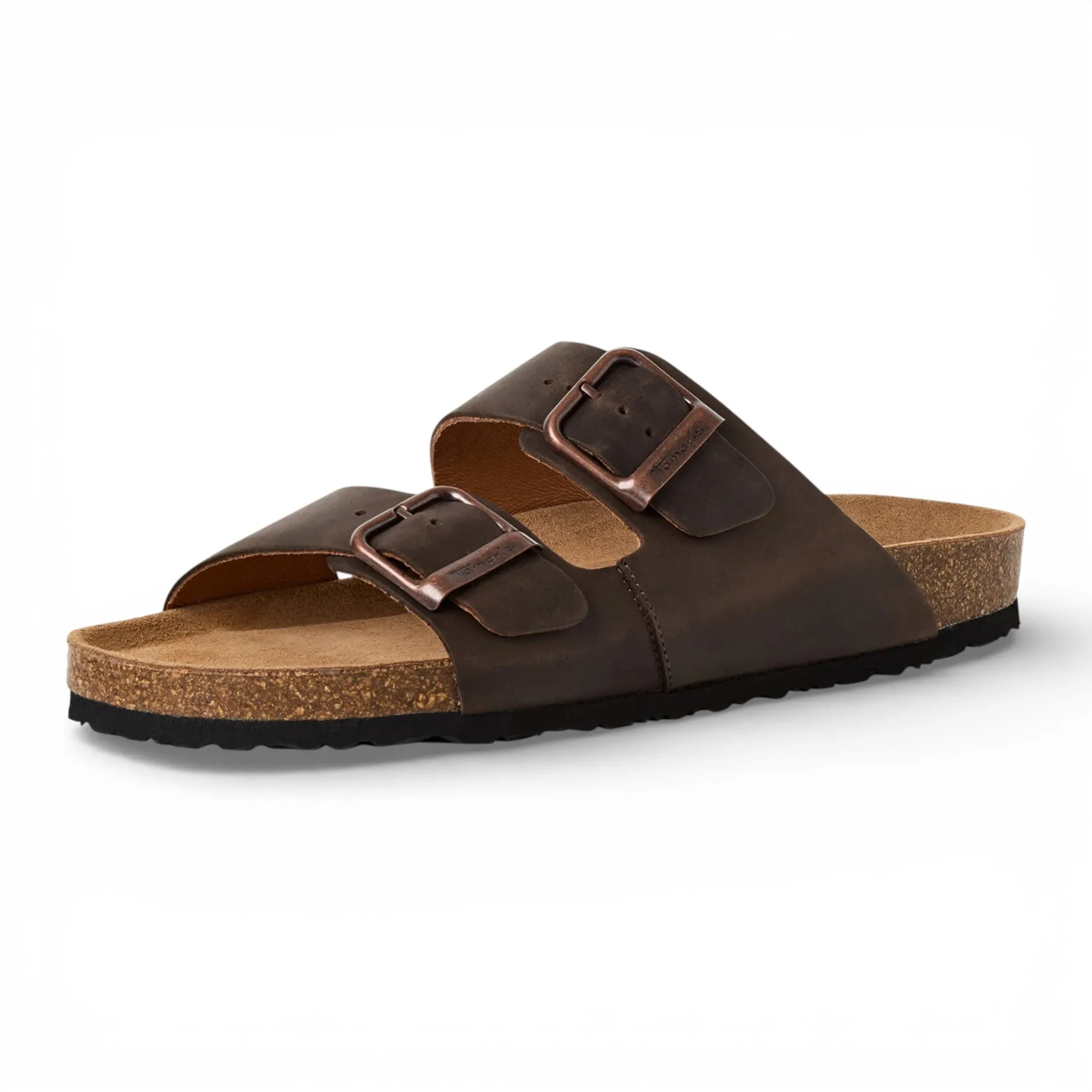 Men's Brown Leather Slip-On Footbed Slipper Sandals sold by Tru Clothing product image thumbnail 3