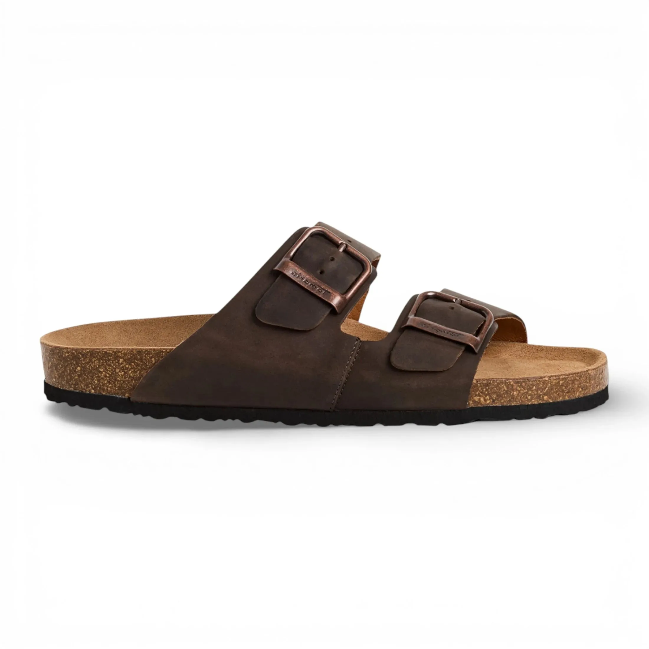 Men's Brown Leather Slip-On Footbed Slipper Sandals sold by Tru Clothing
