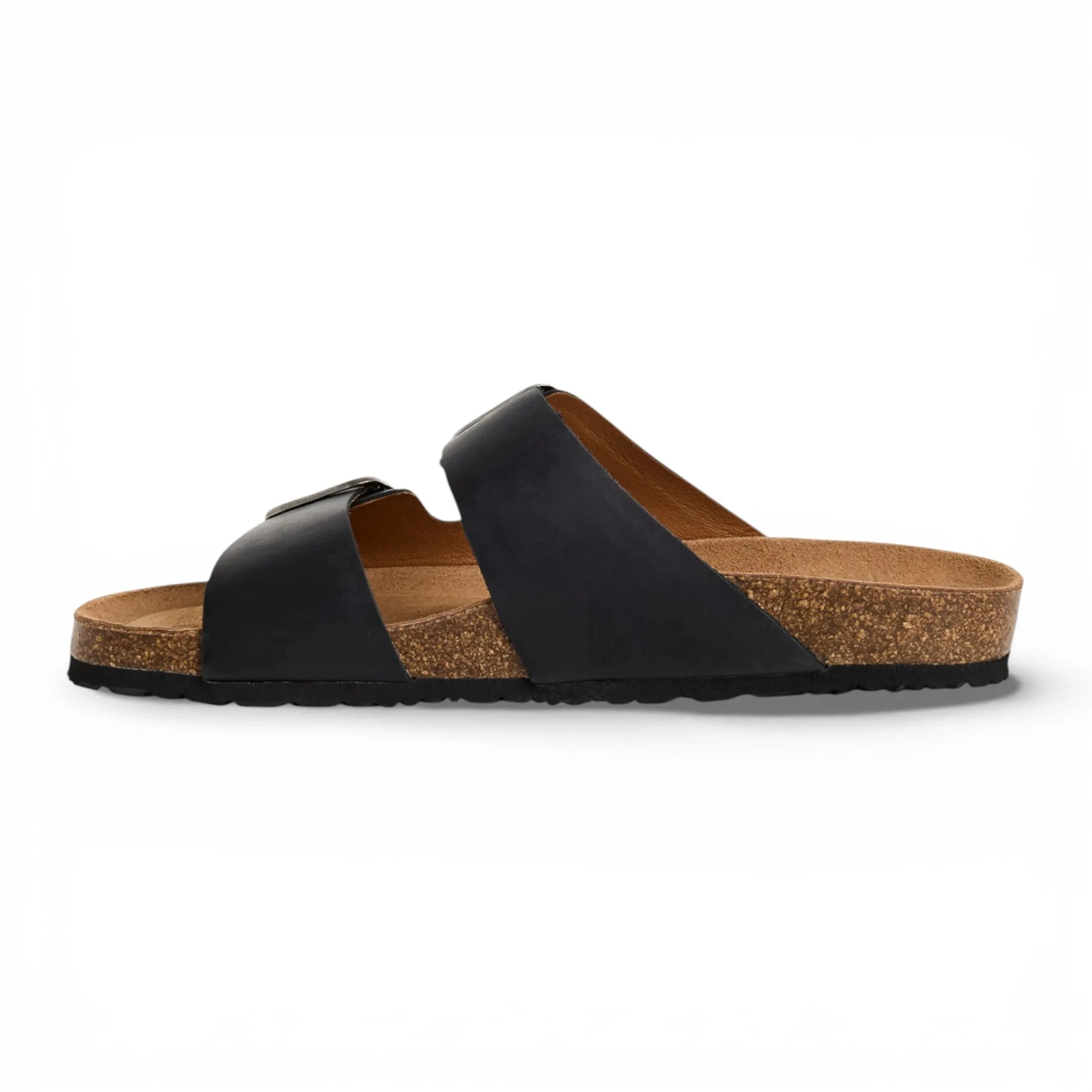 Men's Black Leather Slip-On Footbed Slipper Sandals sold by Tru Clothing product image thumbnail 2