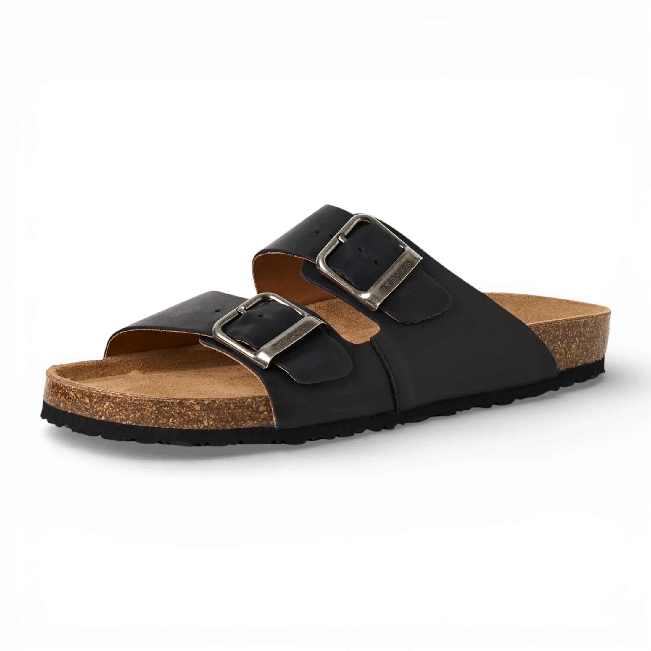 Men's Black Leather Slip-On Footbed Slipper Sandals sold by Tru Clothing product image thumbnail 3