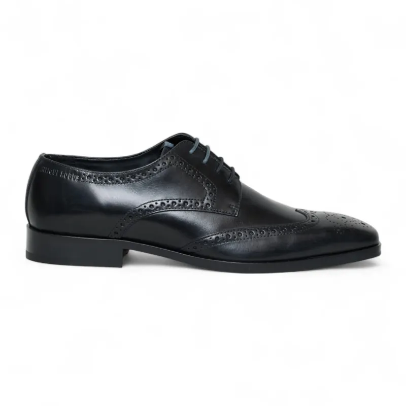 Men’s Black Leather Classic Formal Lace-Up Brogue Shoes made by Tru Clothing