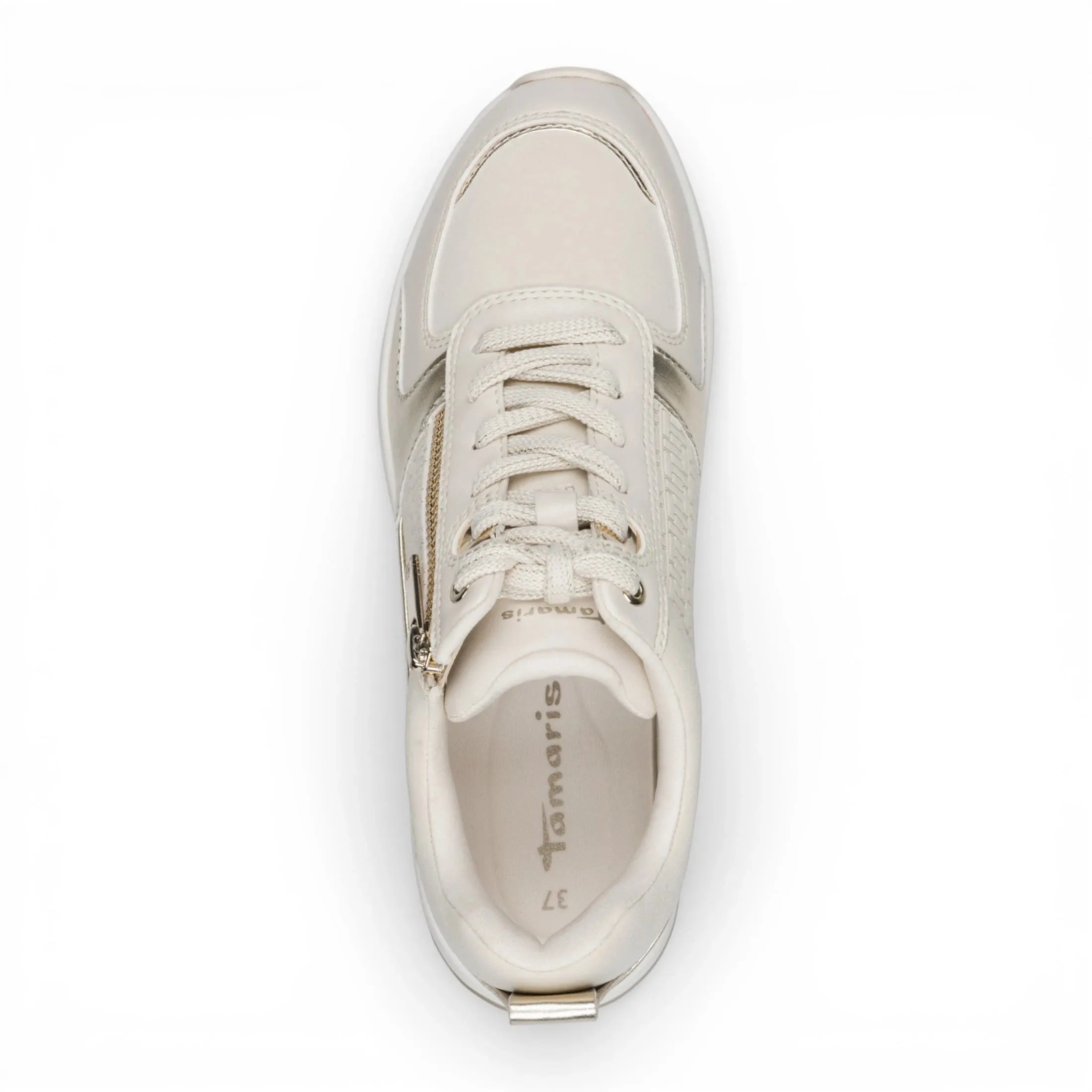 Women's White Gold Platform Zip Lace-Up Sneakers sold by Tru Clothing product image thumbnail 5