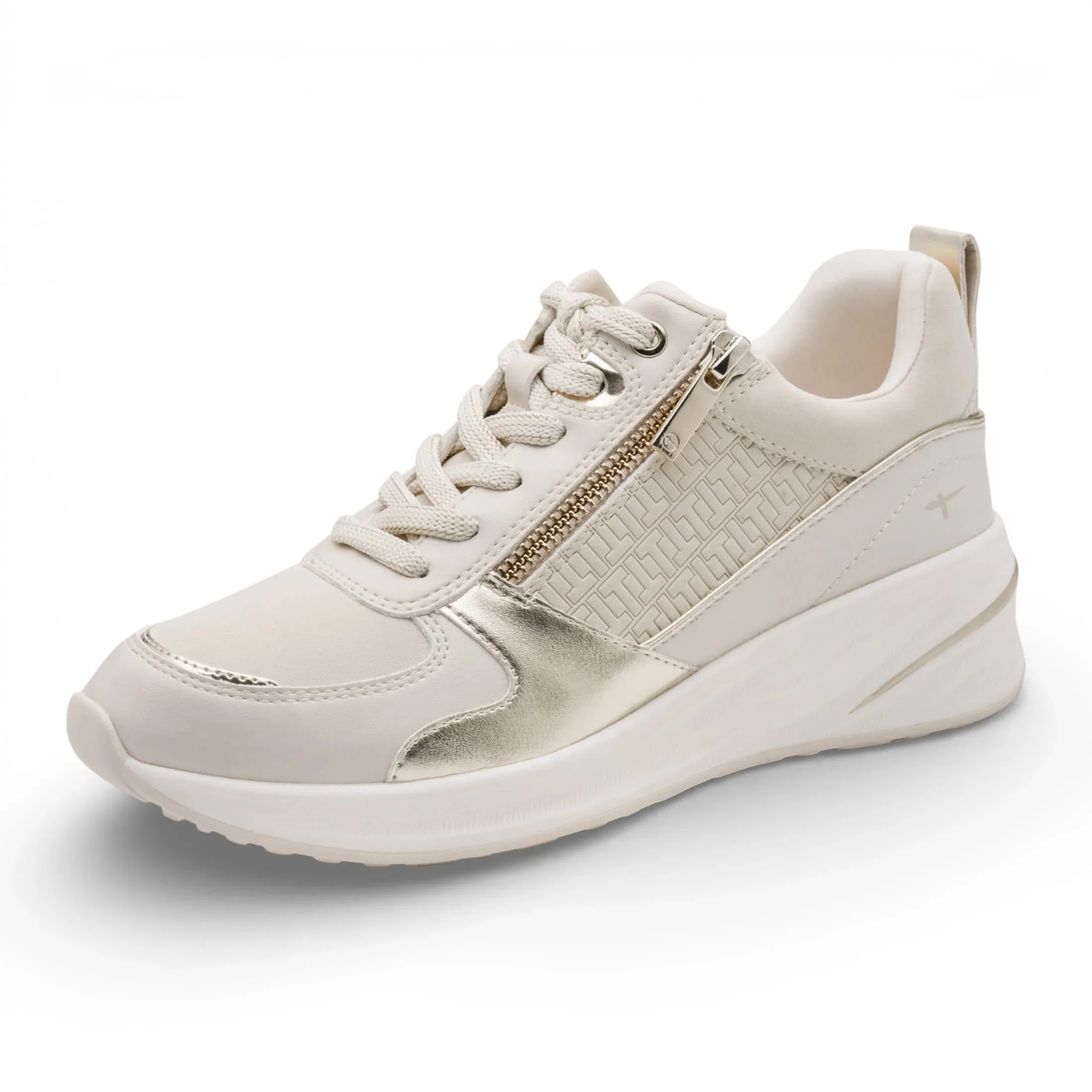 Women's White Gold Platform Zip Lace-Up Sneakers sold by Tru Clothing product image thumbnail 3