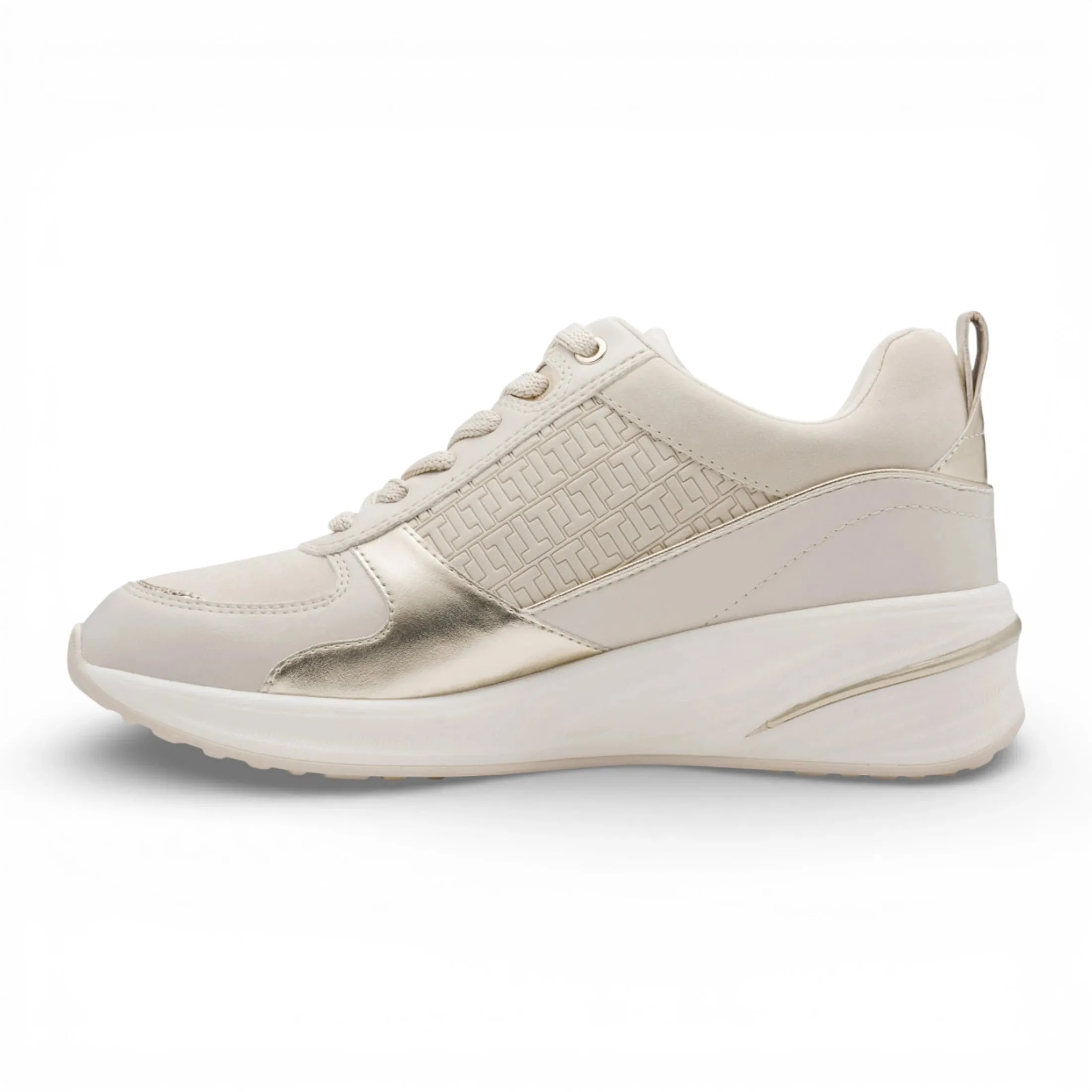 Women's White Gold Platform Zip Lace-Up Sneakers sold by Tru Clothing product image thumbnail 2