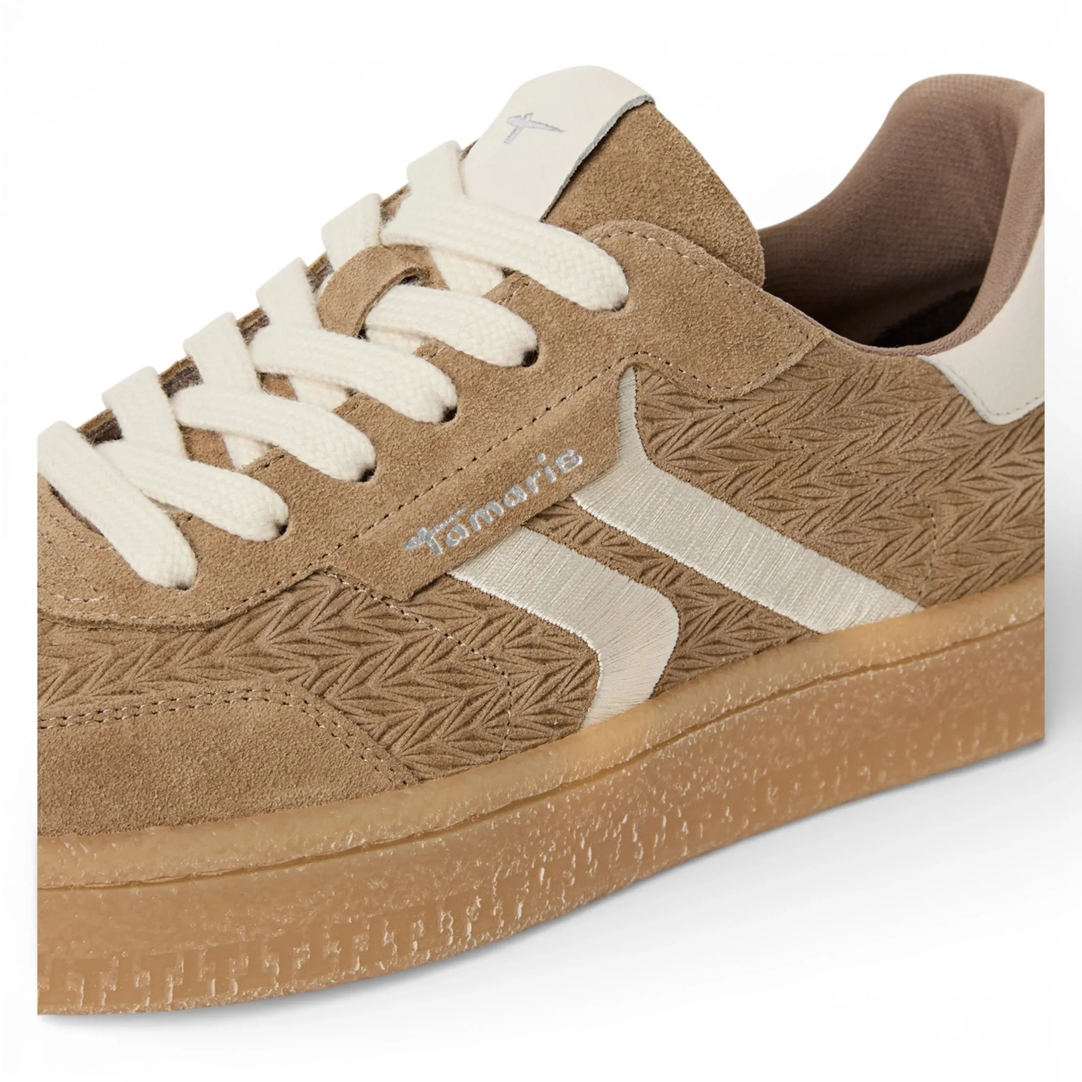 Women's Taupe Leather White Stripes Sneakers sold by Tru Clothing product image thumbnail 5