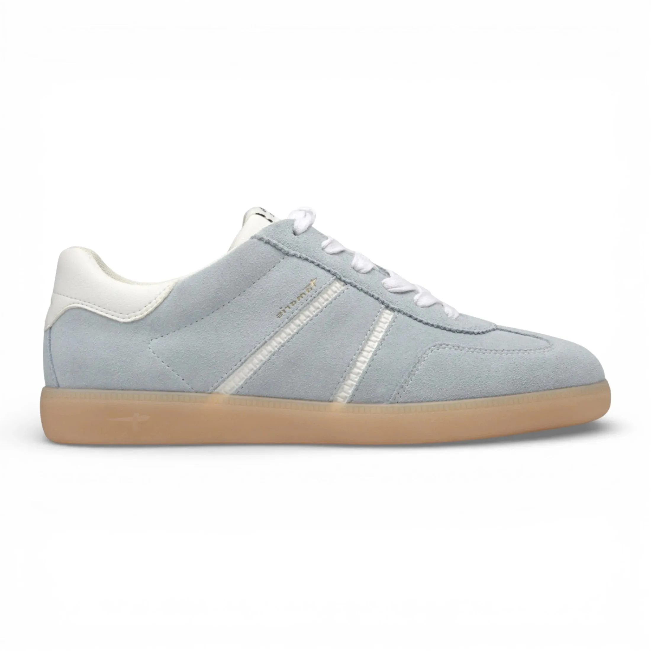 Women's Blue White Leather Sneakers sold by Tru Clothing