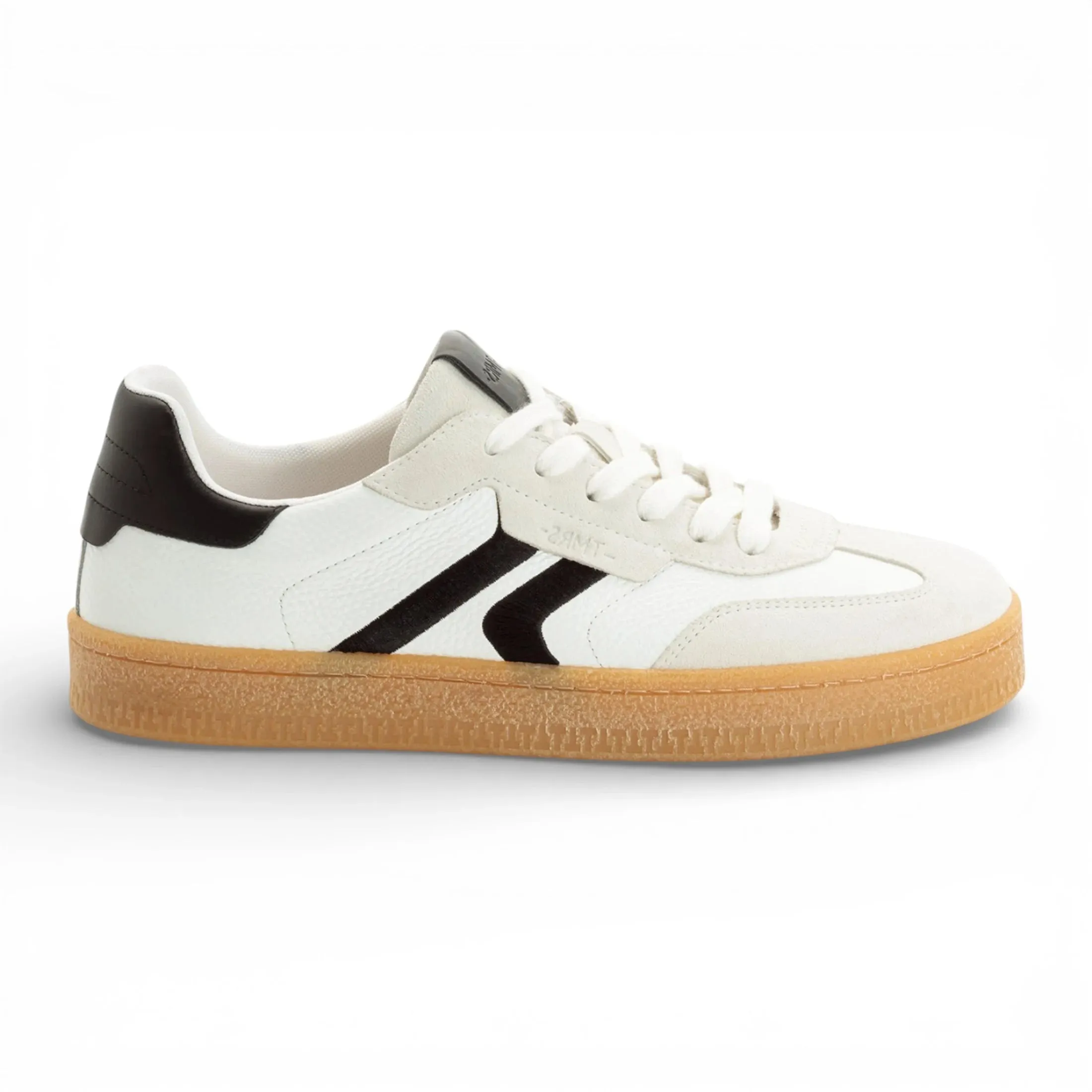 Men's White Leather Black Stripe Sneakers sold by Tru Clothing