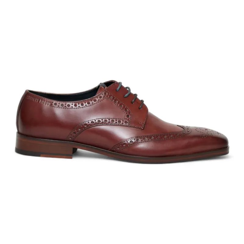 Men’s Burgundy Leather Classic Formal Lace-Up Brogue Shoes made by Tru Clothing