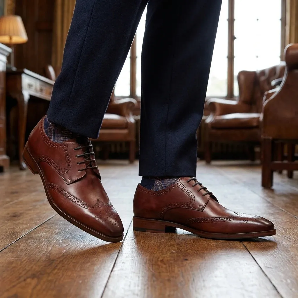 Men’s Burgundy Leather Classic Formal Lace-Up Brogue Shoes sold by Tru Clothing product image thumbnail 2