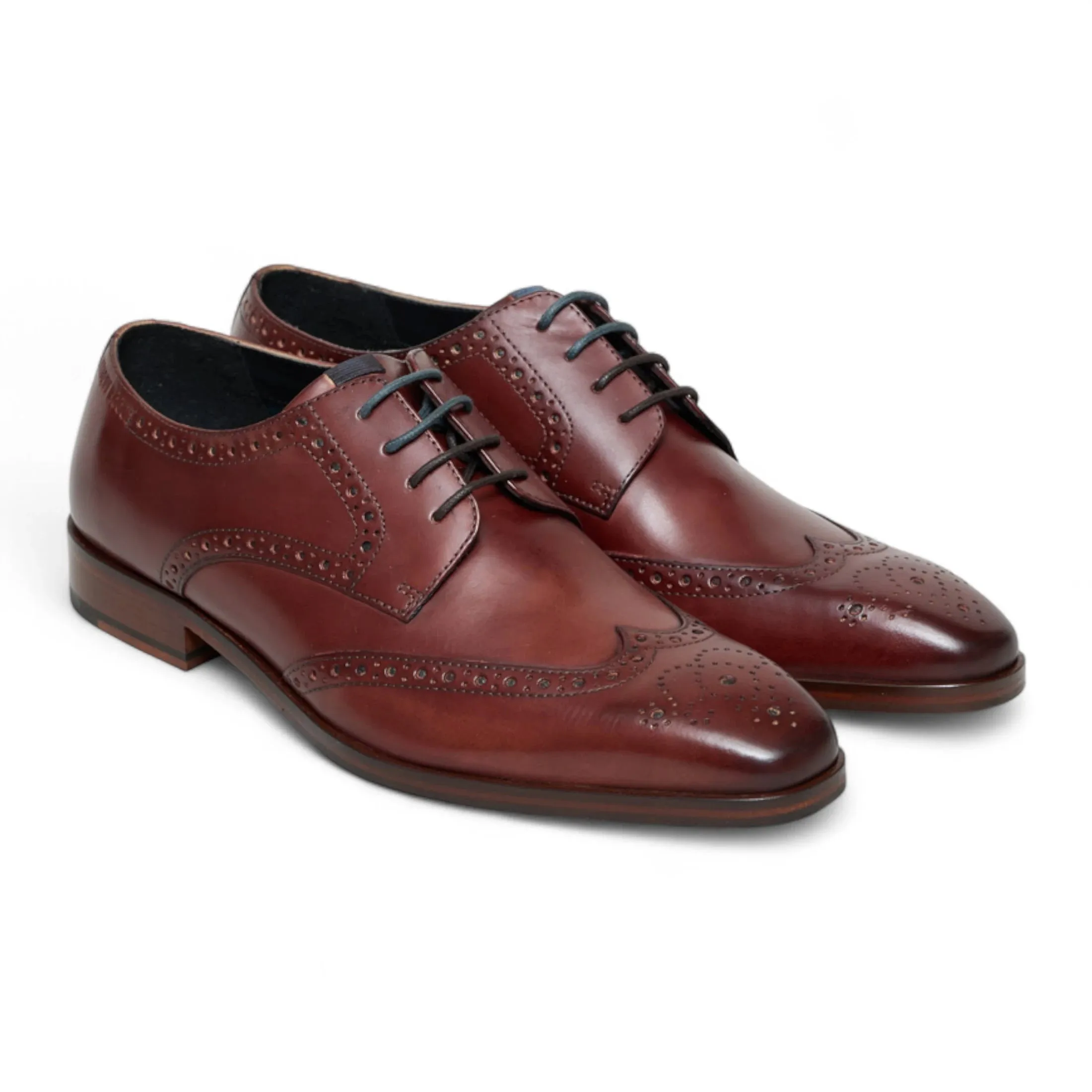 Men’s Burgundy Leather Classic Formal Lace-Up Brogue Shoes sold by Tru Clothing product image thumbnail 3