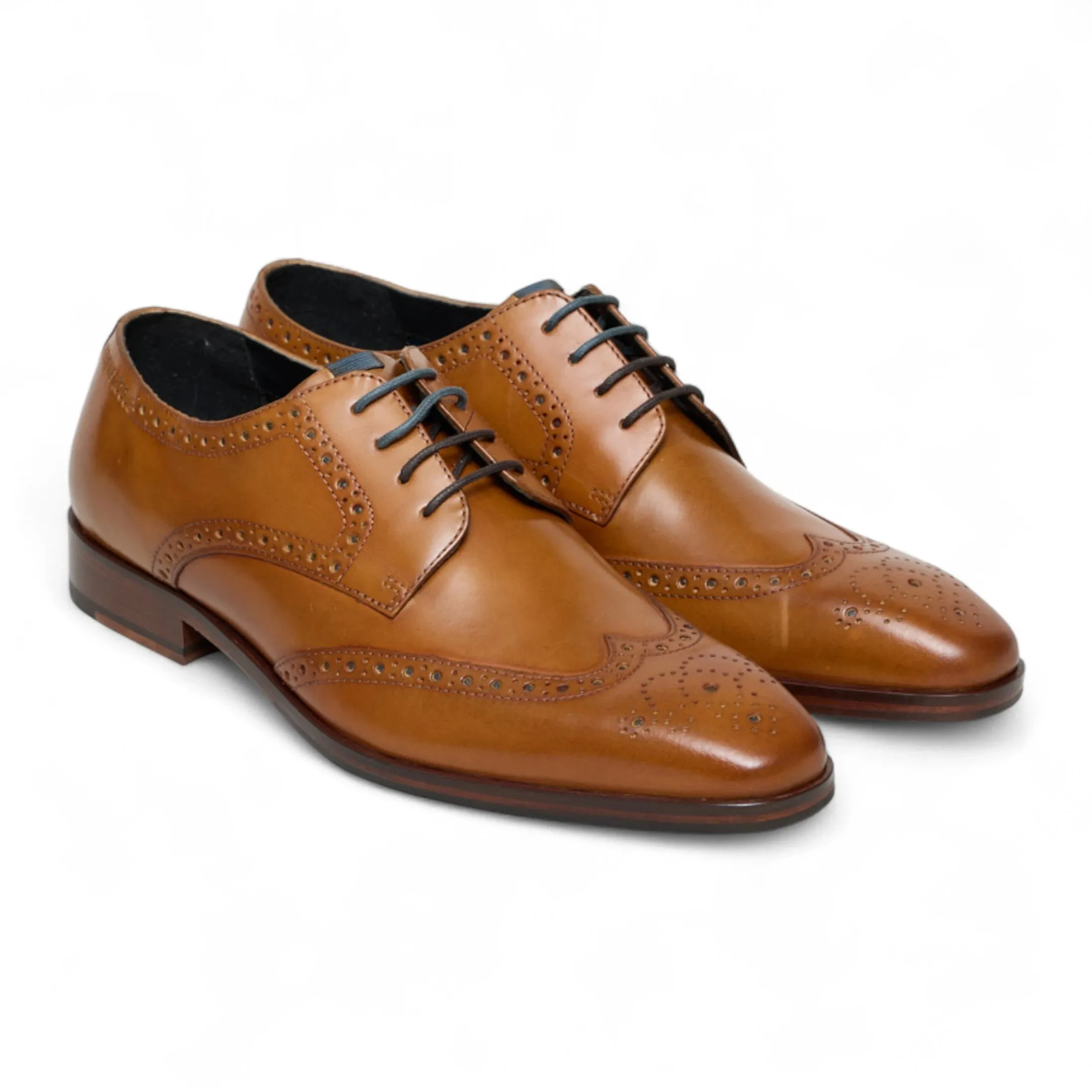 Men’s Tan Brown Leather Classic Formal Lace-Up Brogue Shoes sold by Tru Clothing product image thumbnail 3