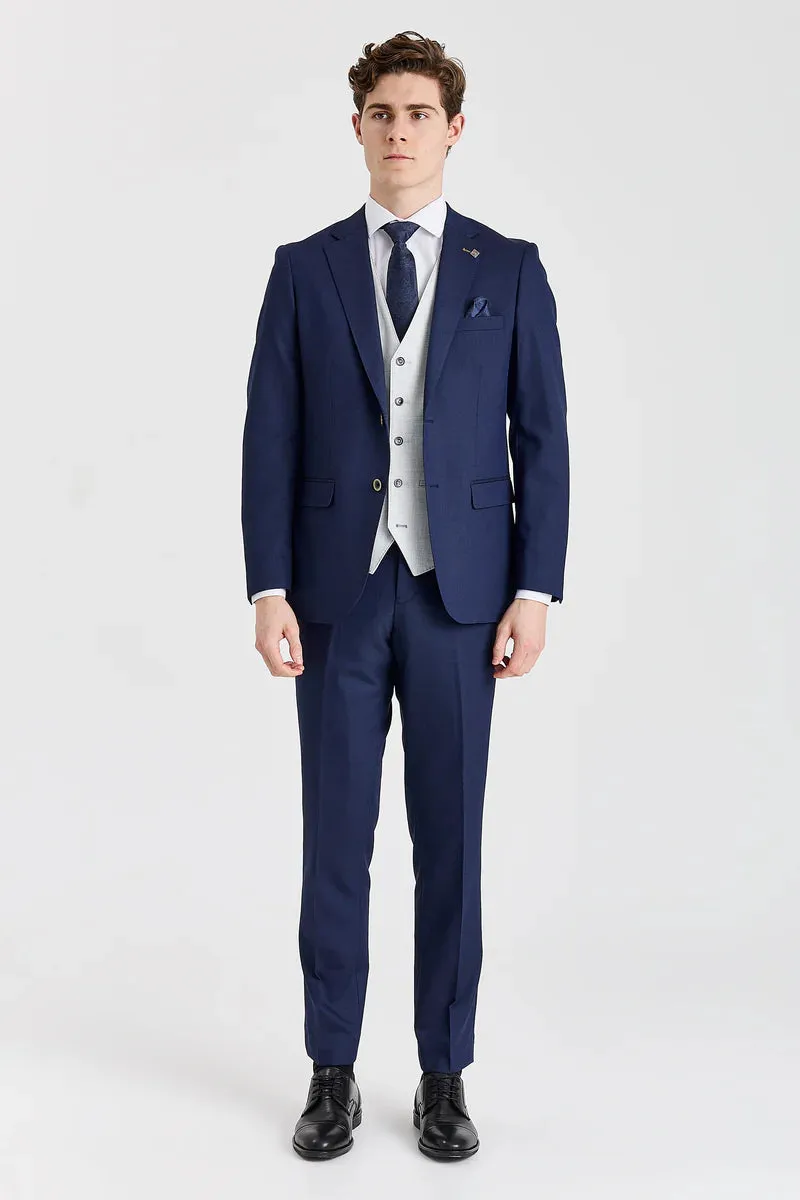 Belmont Navy Suit with Belmont Silver Waistcoat sold by Tru Clothing product image thumbnail 3