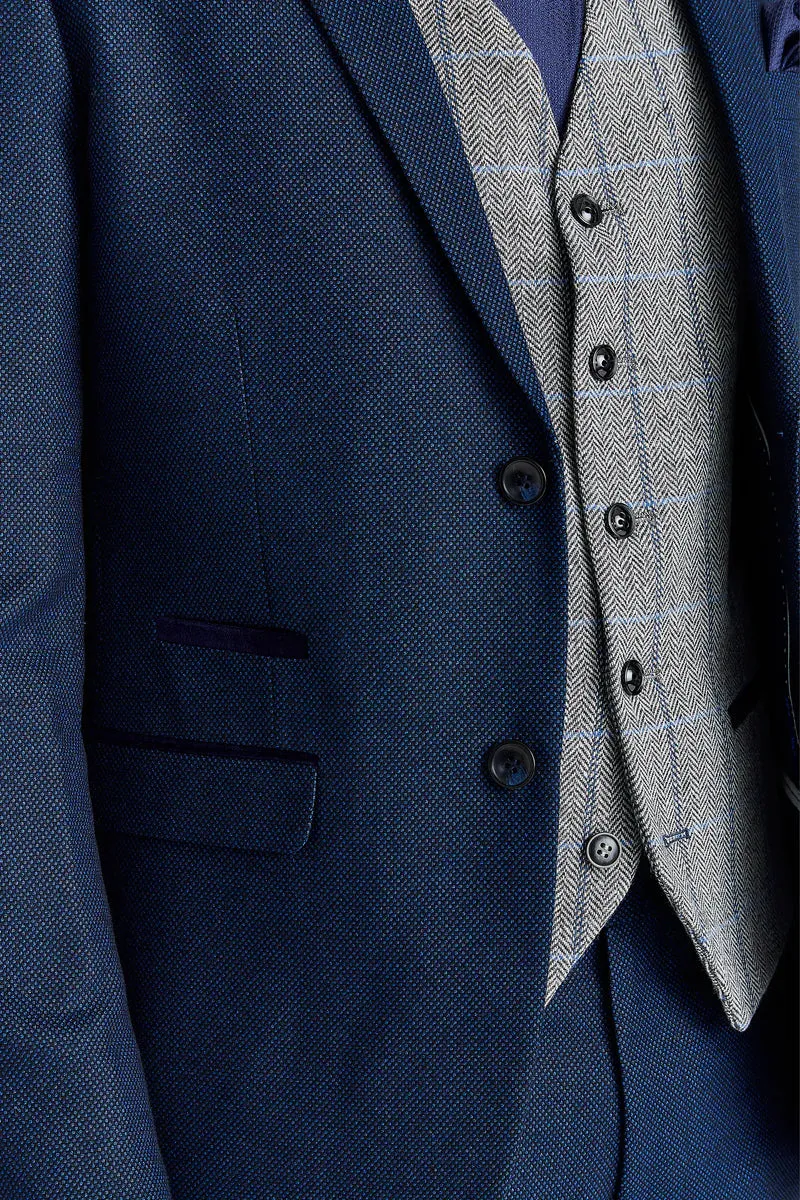Arthur Navy Suit with Harris Grey Tweed Waistcoat sold by Tru Clothing product image thumbnail 4