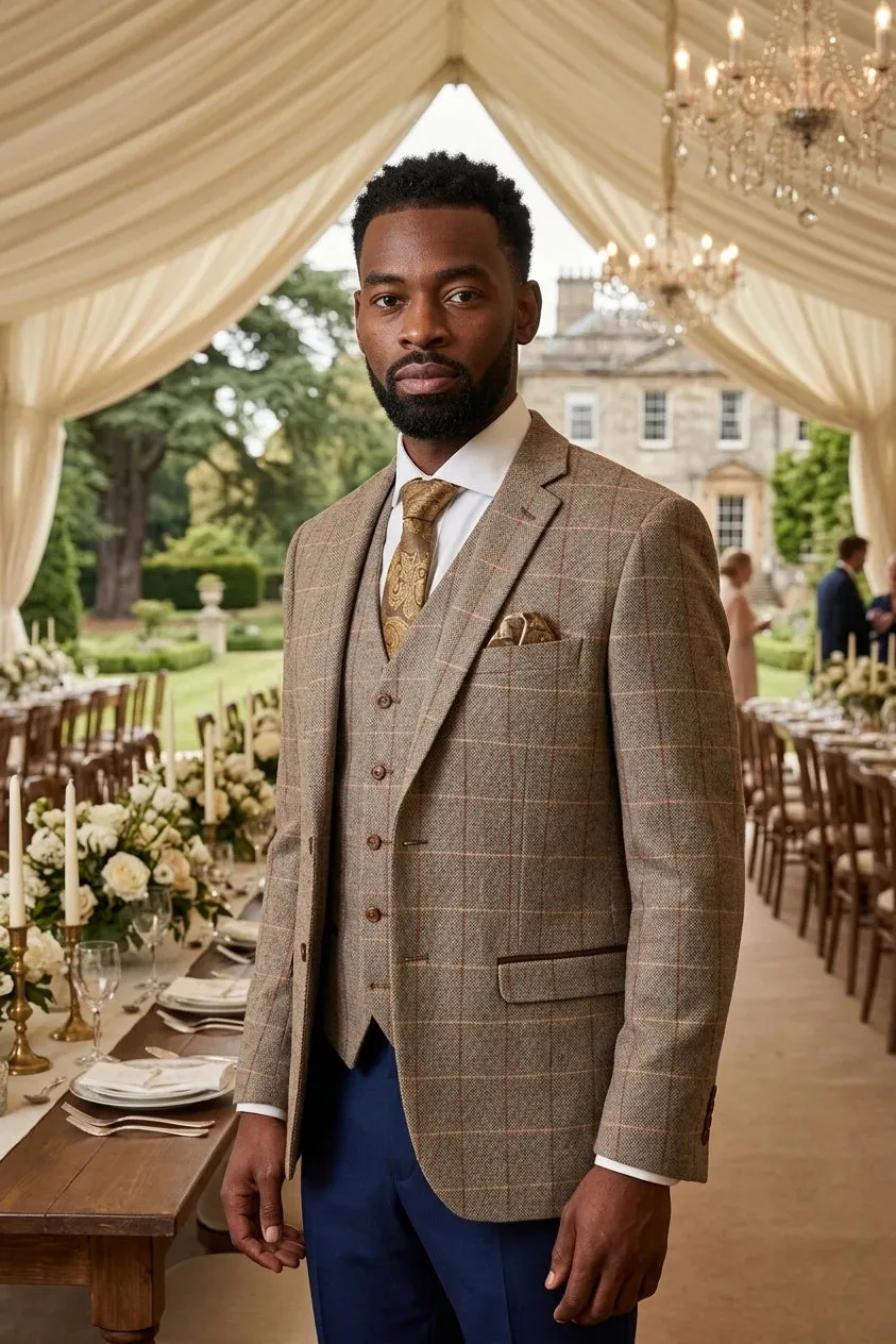 Harris Brown Tweed Suit with Mayfair Navy Trousers sold by Tru Clothing product image thumbnail 2