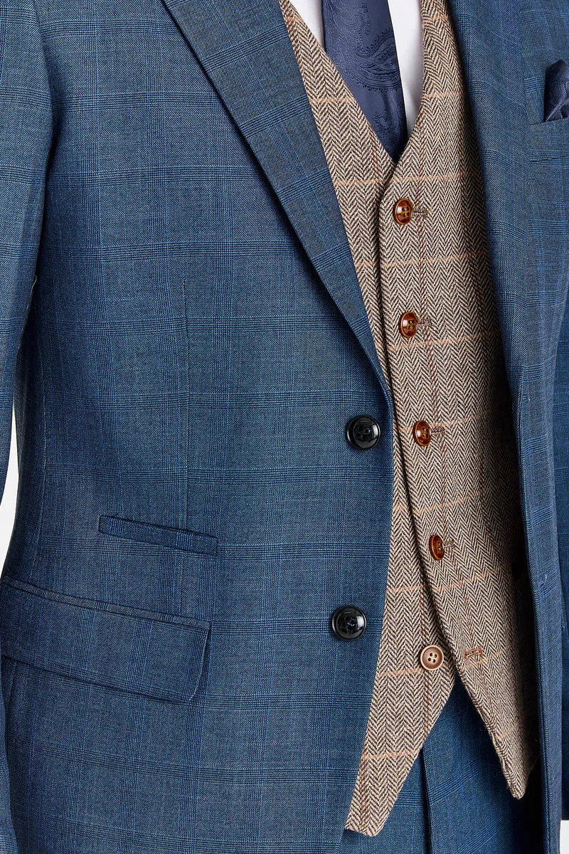 Viceroy Navy Suit with Harris Brown Tweed Waistcoat sold by Tru Clothing product image thumbnail 4
