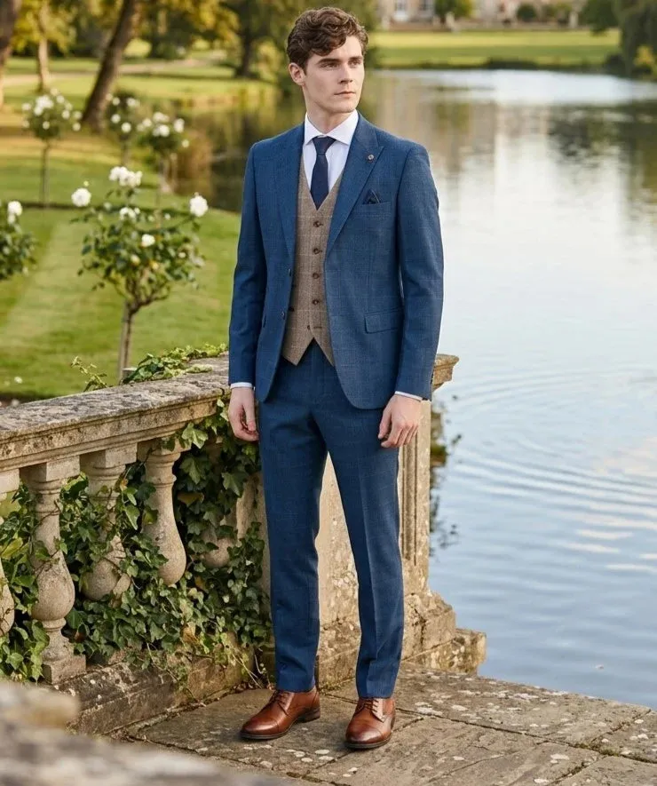 Viceroy Navy Suit with Harris Brown Tweed Waistcoat sold by Tru Clothing product image thumbnail 2
