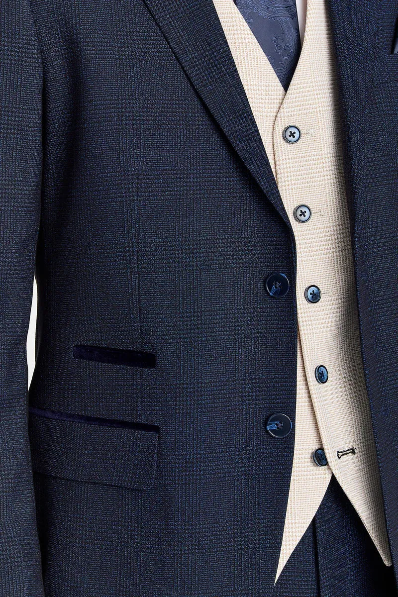 Regent Navy Check Suit with Regent Cream Waistcoat sold by Tru Clothing product image thumbnail 4