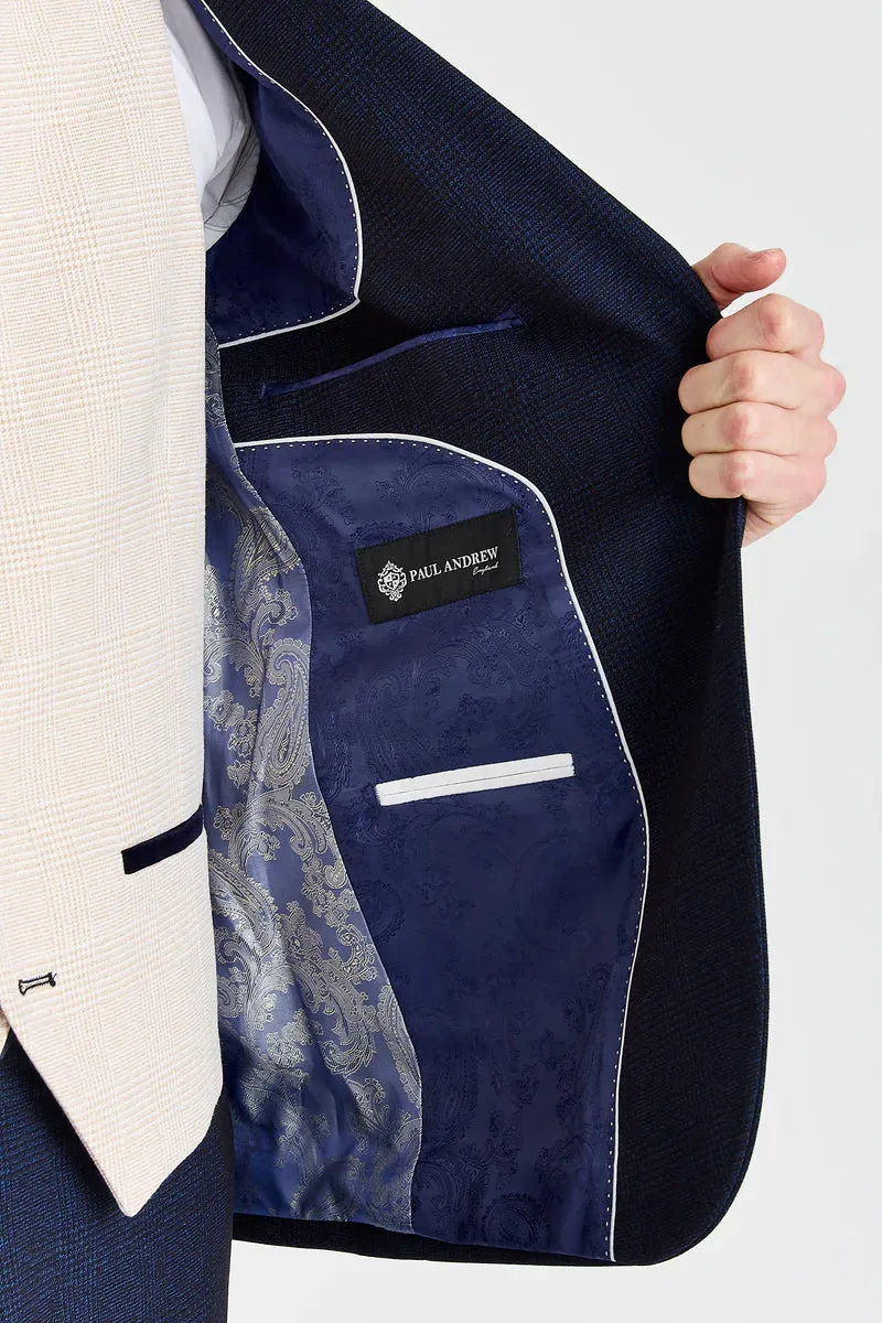 Regent Navy Check Suit with Regent Cream Waistcoat sold by Tru Clothing product image thumbnail 5