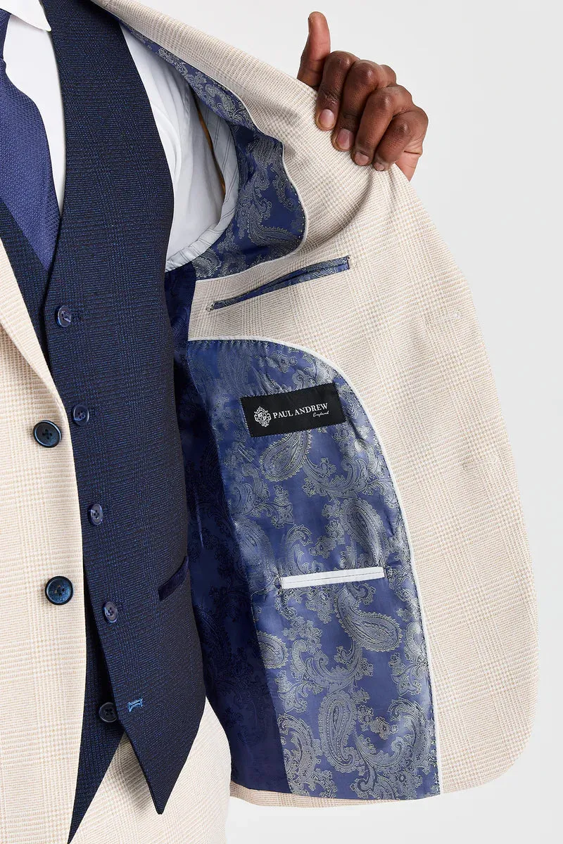 Regent Cream Check Suit with Regent Navy Waistcoat sold by Tru Clothing product image thumbnail 5