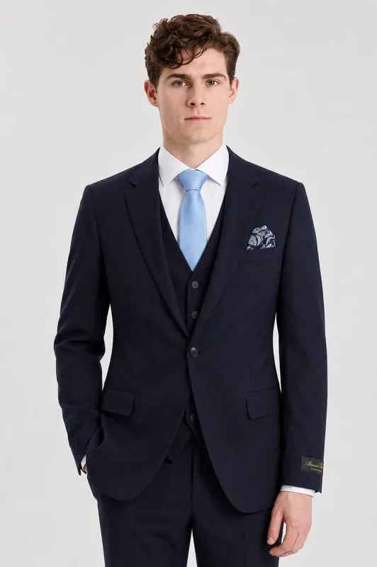 Men's Navy Blue 3 Piece Tailored Fit Suit made by Tru Clothing