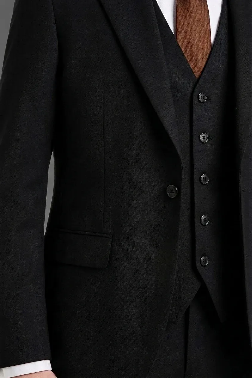 Men's Black 3 Piece Tailored Fit Formal Suit sold by Tru Clothing product image thumbnail 3