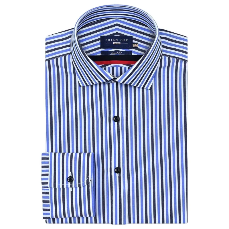 Men's Sky Blue Striped Cotton Dress Shirt made by Tru Clothing