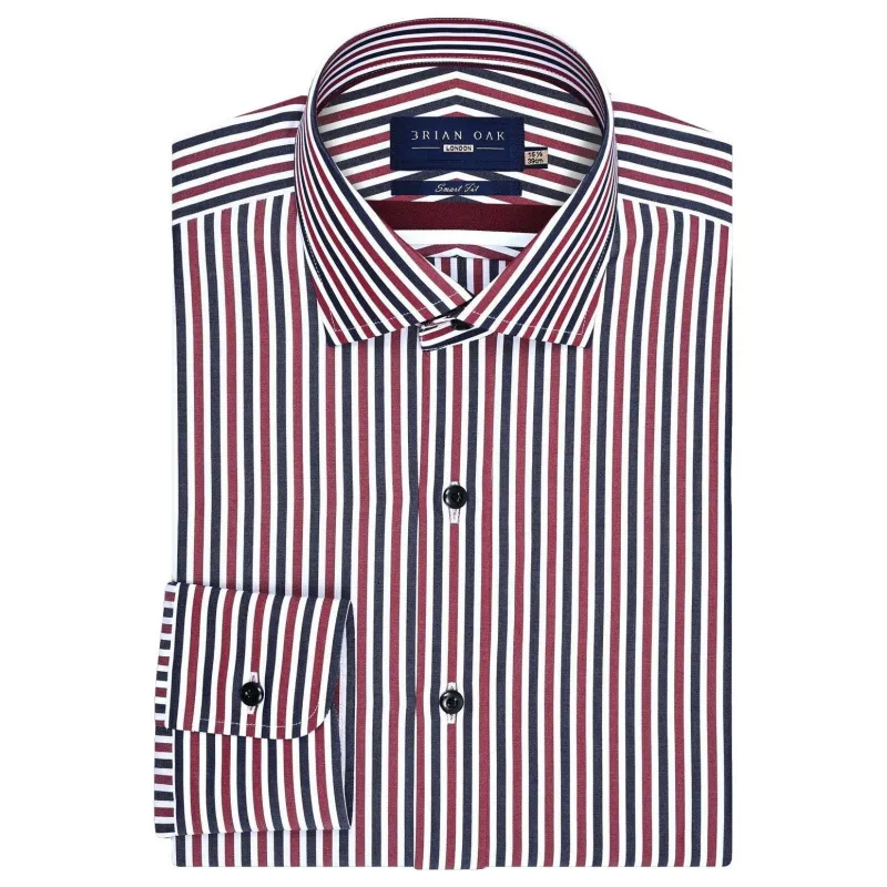 Men's Maroon Striped Cotton Dress Shirt made by Tru Clothing