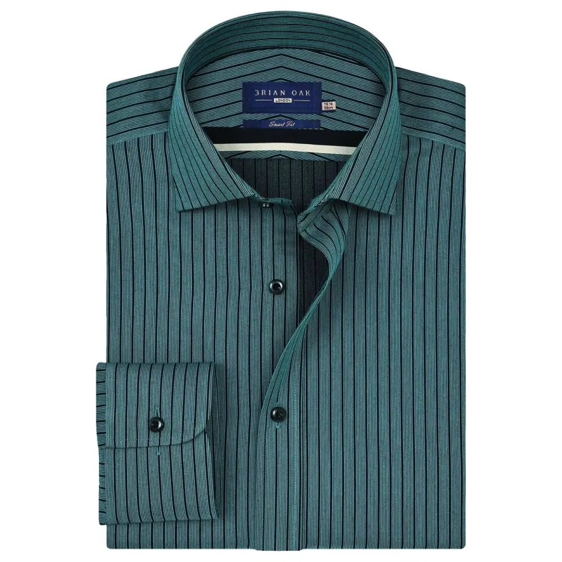 Men's Sea Green Striped Dobby Shirt made by Tru Clothing