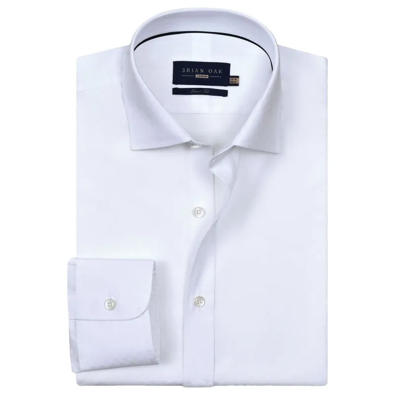Men's White Self Patterned Dobby Dress Shirt made by Tru Clothing