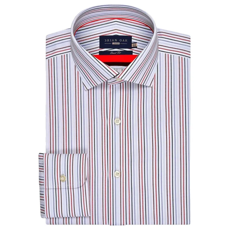 Men's Red Multicolour Stripes Shirt made by Tru Clothing