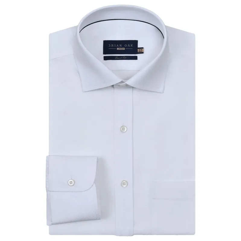 Men's White Self Textured Smart Shirt made by Tru Clothing
