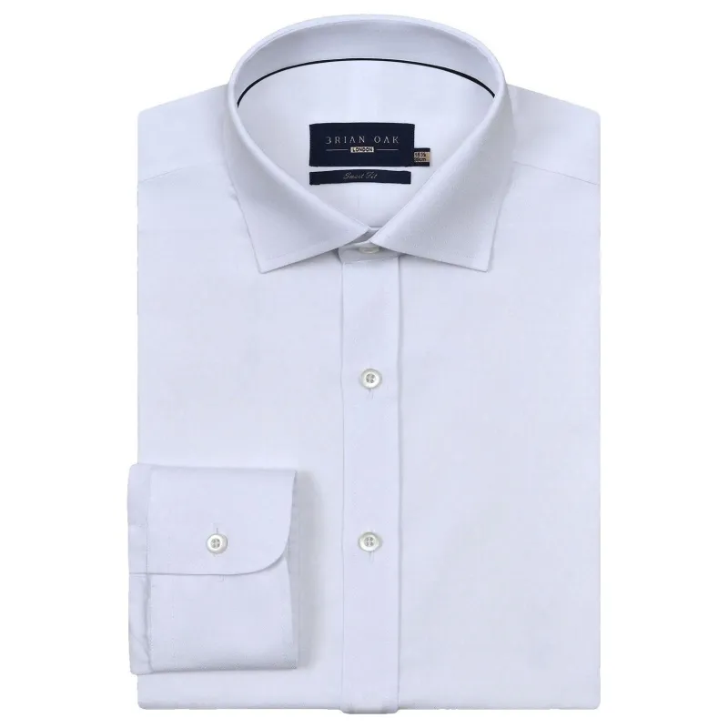 Men's White Self Textured Dobby Shirt made by Tru Clothing