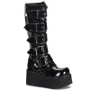 Knee Boots Demonia TRASHVILLE 518 Unisex Goth Punk Rock Black Patent Platform sold by Tru Clothing