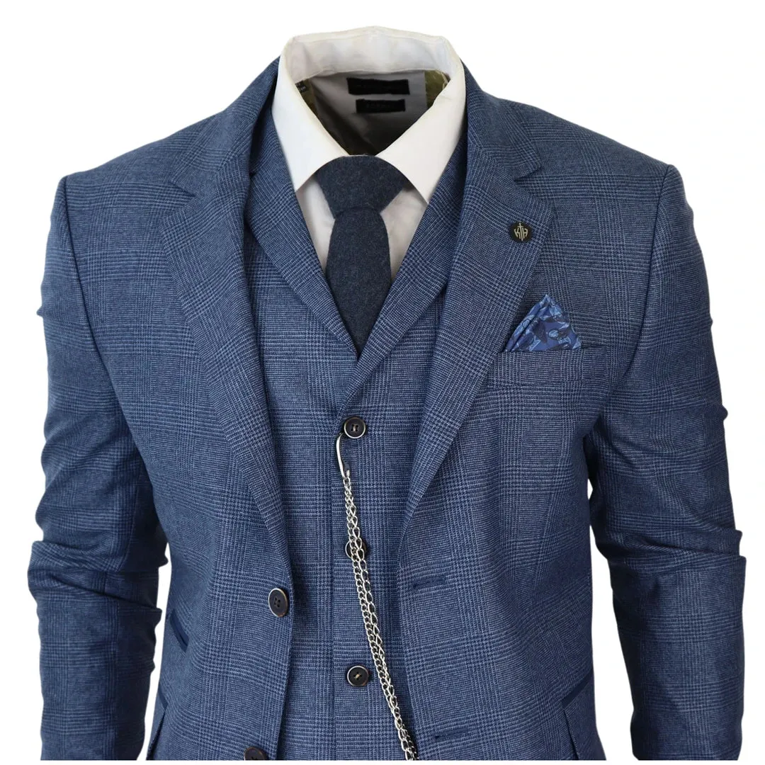 AK-09 - Men's 3 Piece Blue Prince Of Wales Check Suit sold by Tru Clothing product image thumbnail 4