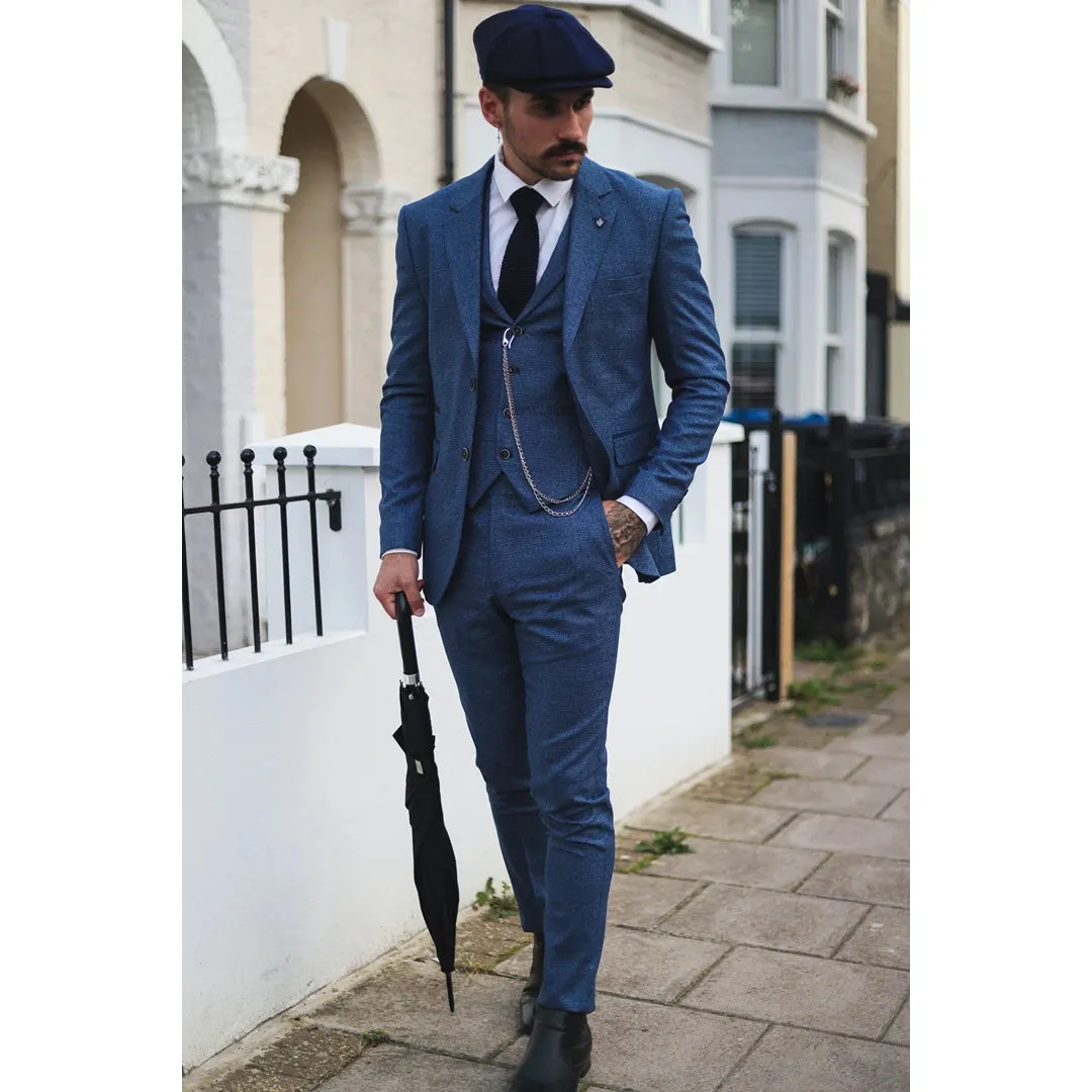 AK-09 - Men's 3 Piece Blue Prince Of Wales Check Suit sold by Tru Clothing product image thumbnail 2