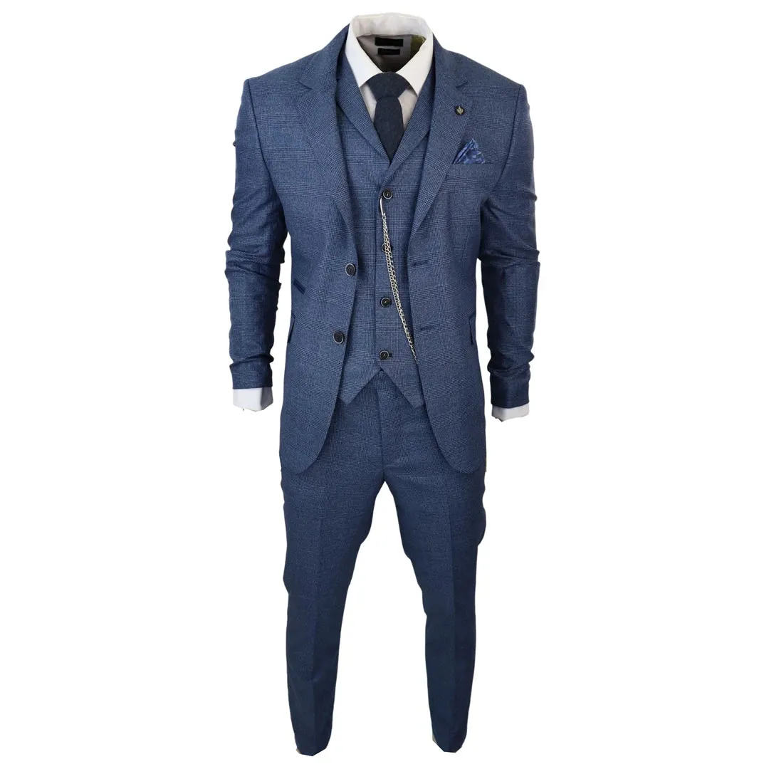 AK-09 - Men's 3 Piece Blue Prince Of Wales Check Suit sold by Tru Clothing product image thumbnail 3