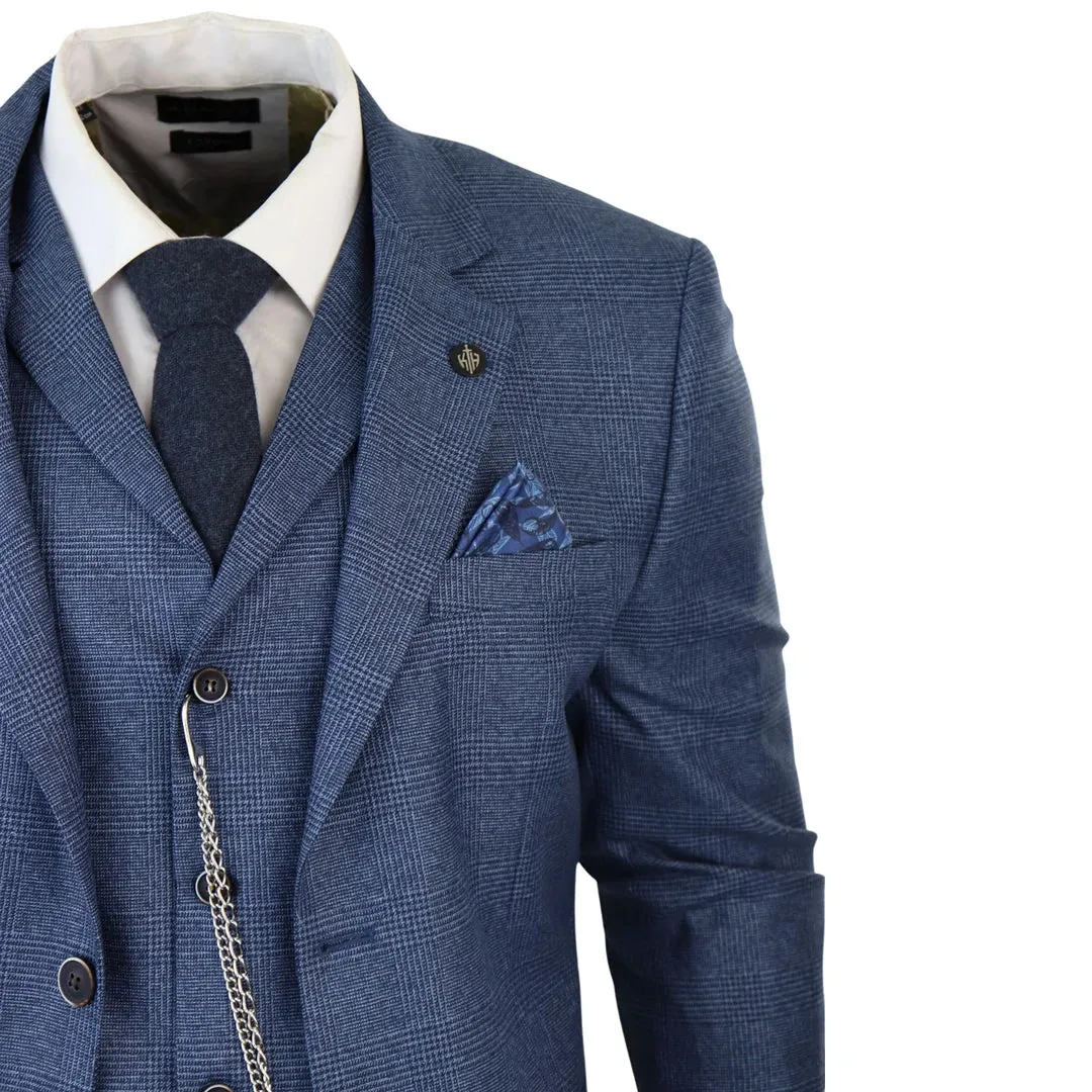 AK-09 - Men's 3 Piece Blue Prince Of Wales Check Suit sold by Tru Clothing product image thumbnail 5