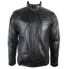 Men's Leather Biker Jacket Vintage Dark Brown Zipped Funky Retro Casual sold by Tru Clothing