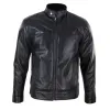 Men's Classic Zip Leather Jacket Nehru Grandad Collar Biker Style sold by Tru Clothing