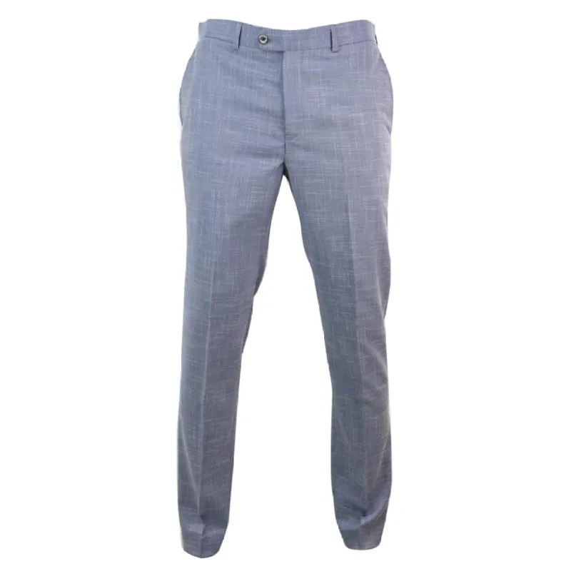 Colt - Men's Light Blue Crosshatch Trousers sold by Tru Clothing